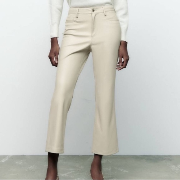 Zara Ivory Vegan Leather Pants - Picture 2 of 5
